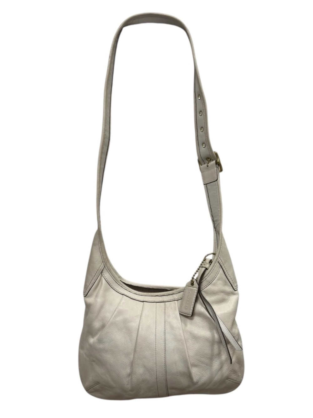 Vintage Coach Ergo Cream White Leather Crossbody Adjustable Bag Y2K Luxury